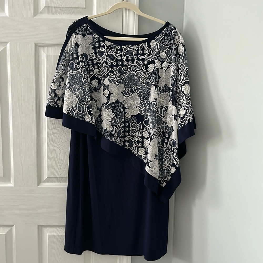 Navy Blue cold shoulder, special occasion. Machine washable, very comfortable.